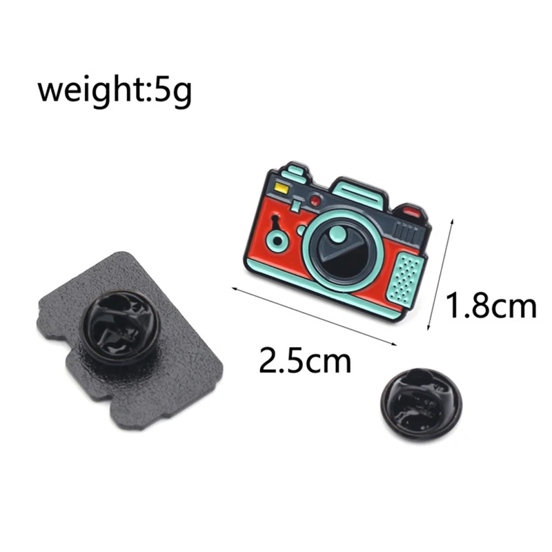 Модная эмалированная брошь в виде мультяшной камеры 2 цвета ретро камера женская