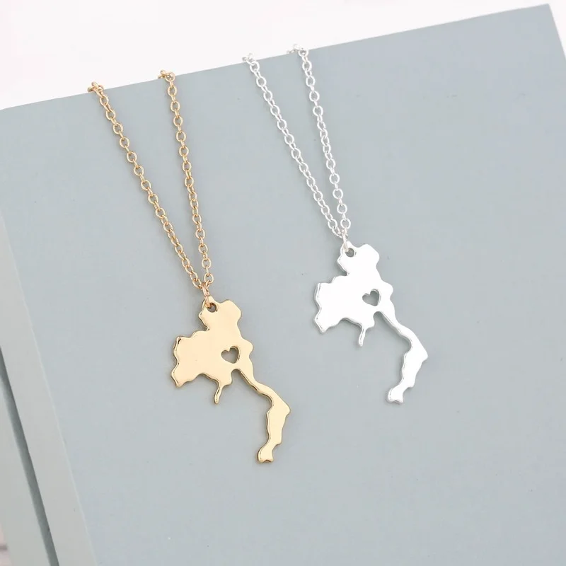 Геометрическое ожерелье ожерелья с картой Таиланда Мужская цепь женская