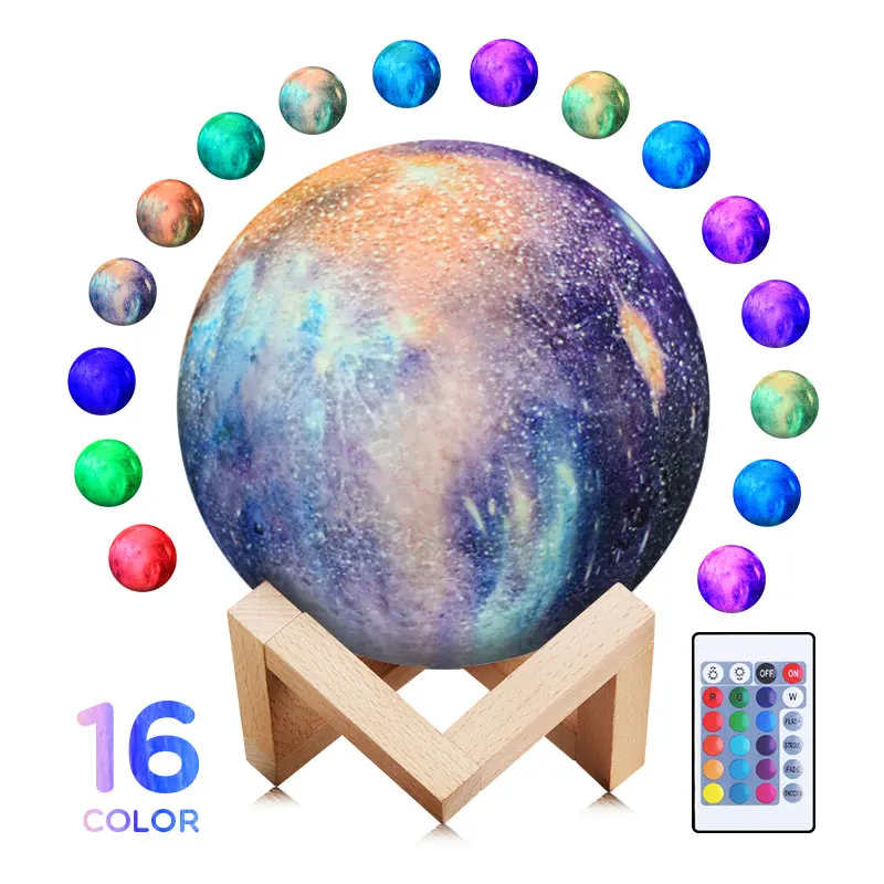 Ночной светильник 3D перезаряжаемый 3 цвета с дистанционным управлением принтом