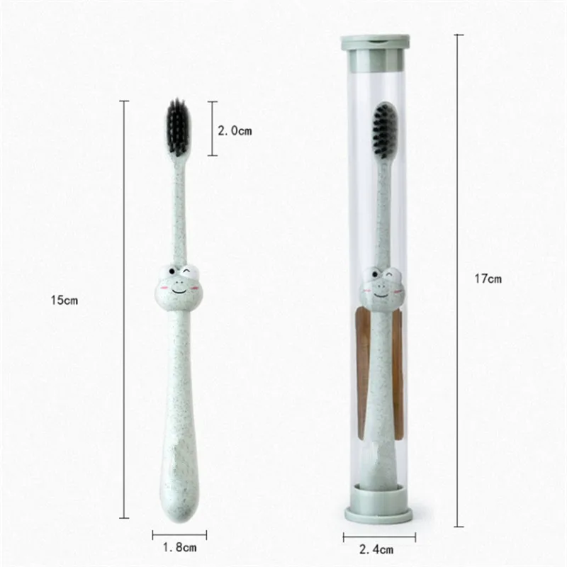 Новая бамбуковая детская зубная щетка 1 шт. с мультяшными животными натуральная