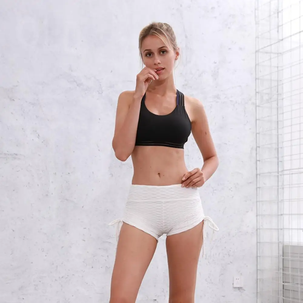 Хит женские повседневные Однотонные эластичные шорты с высокой талией пуш ап для