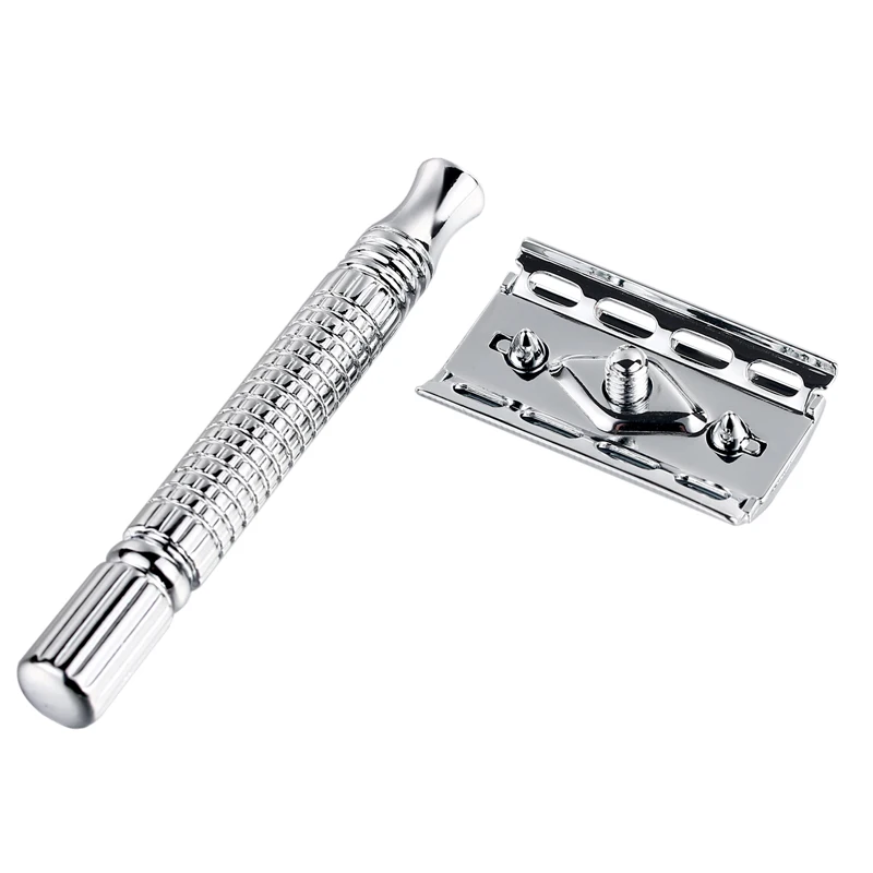 

1 Razor +1 Blade Men Shaving Metal Steel Handle Safety Razor Double Edged Shaver With Travel Package