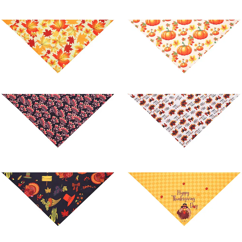 

1PCS Pet Saliva Towel Thanksgiving Cat Dog Bibs Bandana Scarf Collar Handkerchief Saliva Towel For Large Medium Pet Supplies