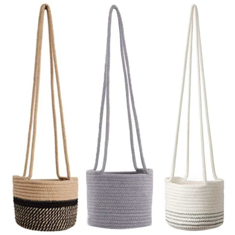 

Hanging Planter Woven Plant Basket Jute Cotton Flower Pot Indoor Plant Hangers