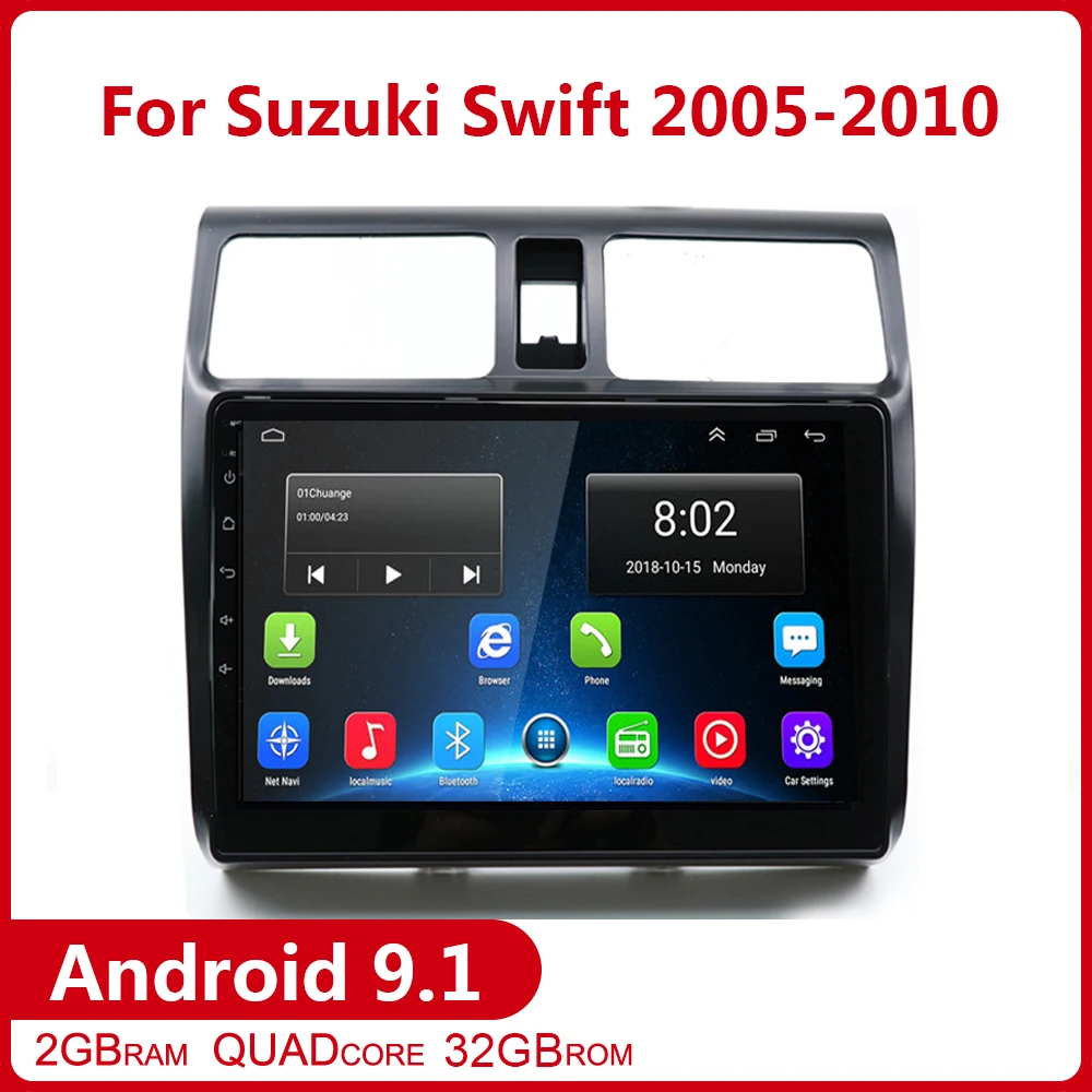 10 1 &quot2 din Android 9 Автомобильный DVD плеер для Suzuki Swift 2005 2006 2007 2008 2009 2010 автомобильный