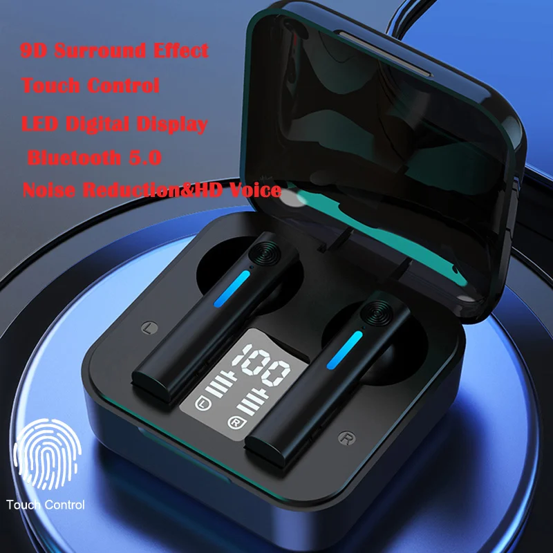 

TWS Bluetooth 5.0 Earphones Wireless Headphone 9D Stereo Sports Game Bluetooth Earbuds Headsets With Microphone Touch Control