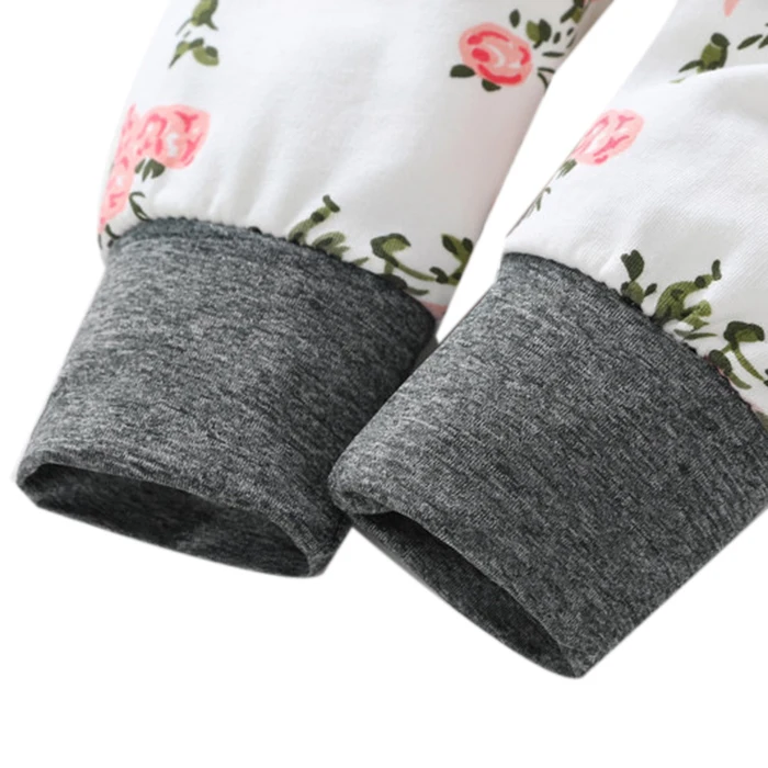 3 шт. кофта с капюшоном и брюки-кенгуру цветочным принтом | Детская одежда обувь