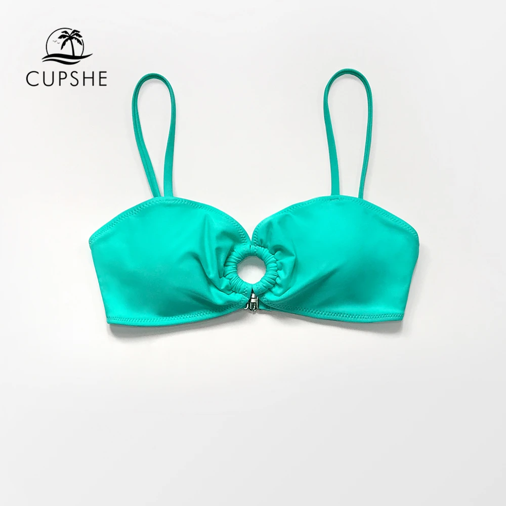 CUPSHE однотонный мятный с круглым вырезом бандо бикини Топ для женщин сексуальный
