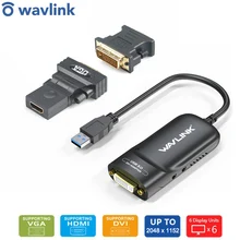 Wavlink USB 3.0 to DVI/HDMI/VGA External Video Card Video Graphic Display Adapter for Multiple Monitors Widows and Mac