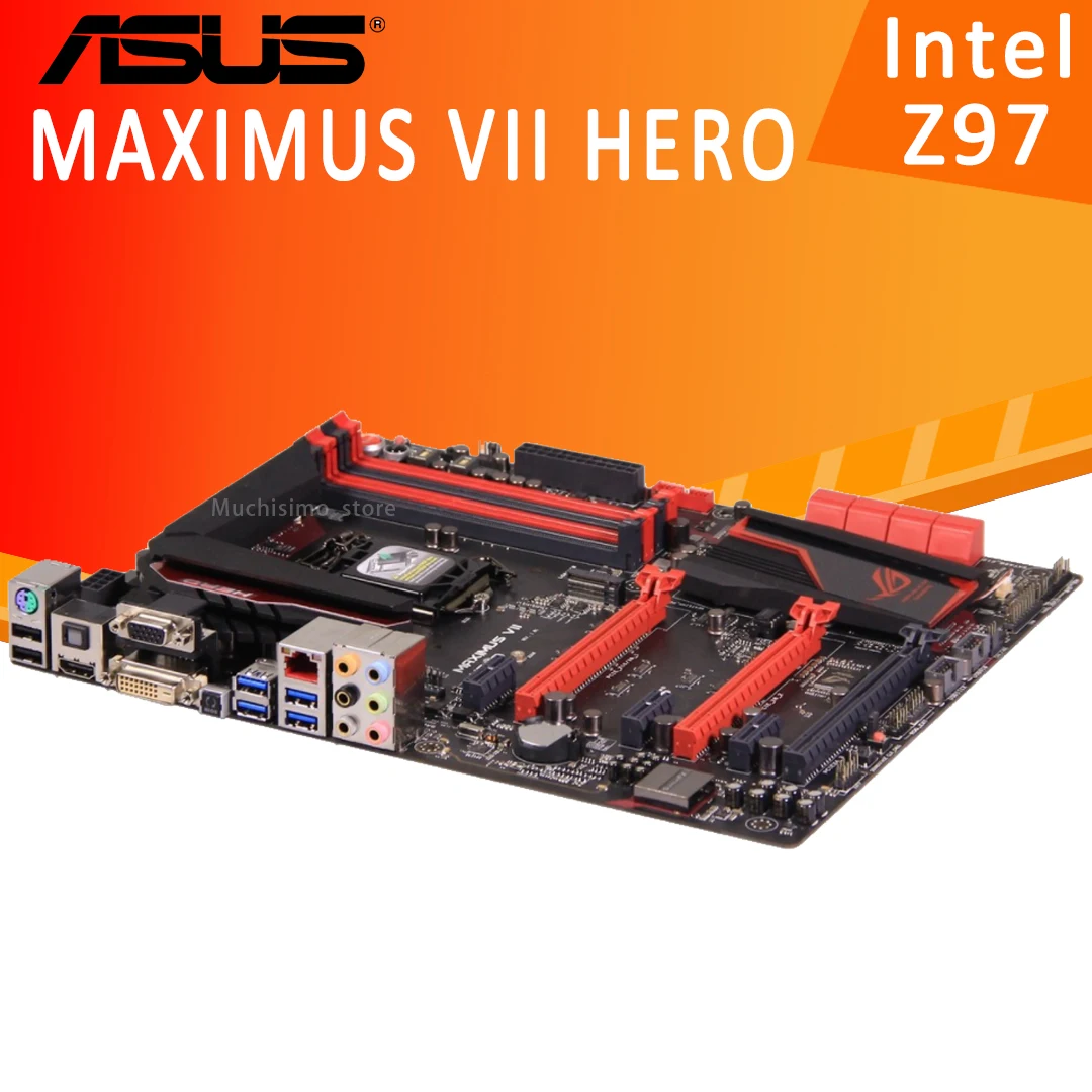 Verkaufen LGA 1150 Asus MAXIMUS VII HERO Motherboard DDR3 3000MHz M.2 SSD VGA DVI USB 3,0 HIFI CrossFireX Desktop Intel Z97 Placa-Mãe 1150