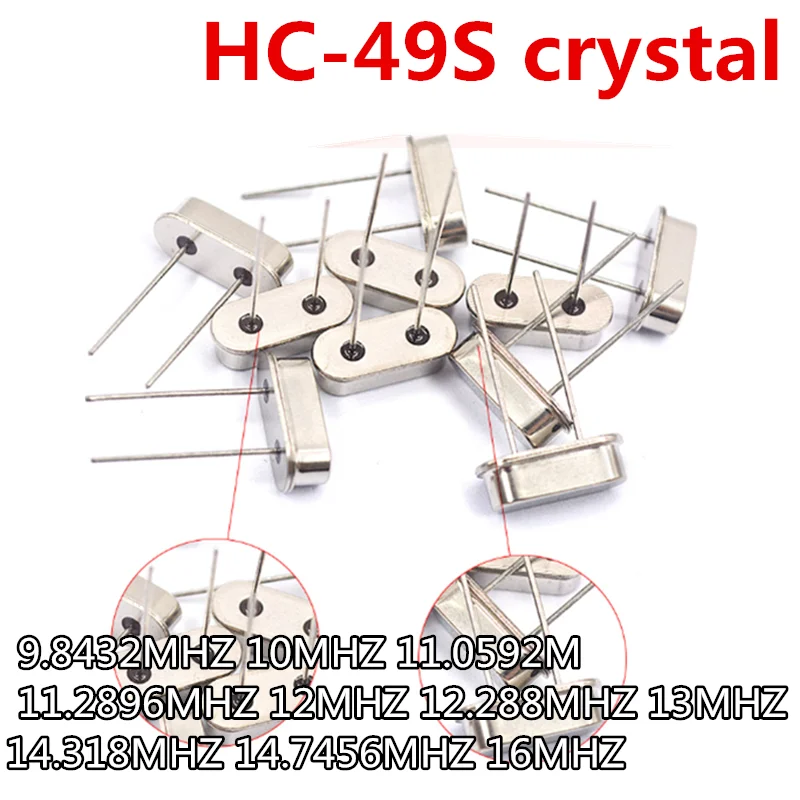 10pcs HC-49S quartz crystal DIP-2 9.84375M 10MHZ 11.0592M 11.2896MHZ 12MHZ 12.288MHZ 13MHZ 14.318MHZ 14.7456MHZ 16MHZ 32.768M - купить по