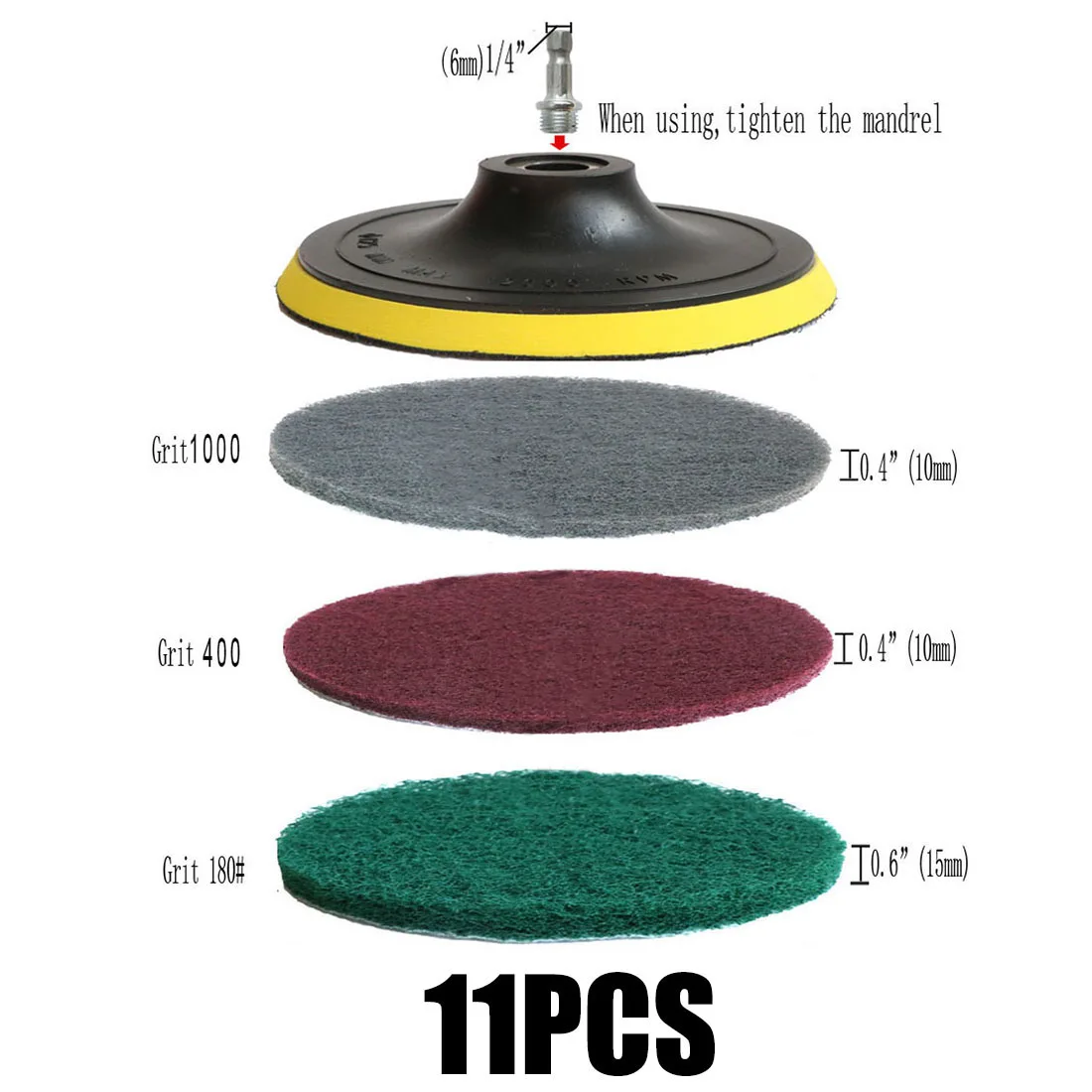 

2020 Hot Sale 11PCS 4 / 5inch Cleaning Polishing Scrub Pads Abrasive Disc Connecting Rod Kit Brand New And High Quality