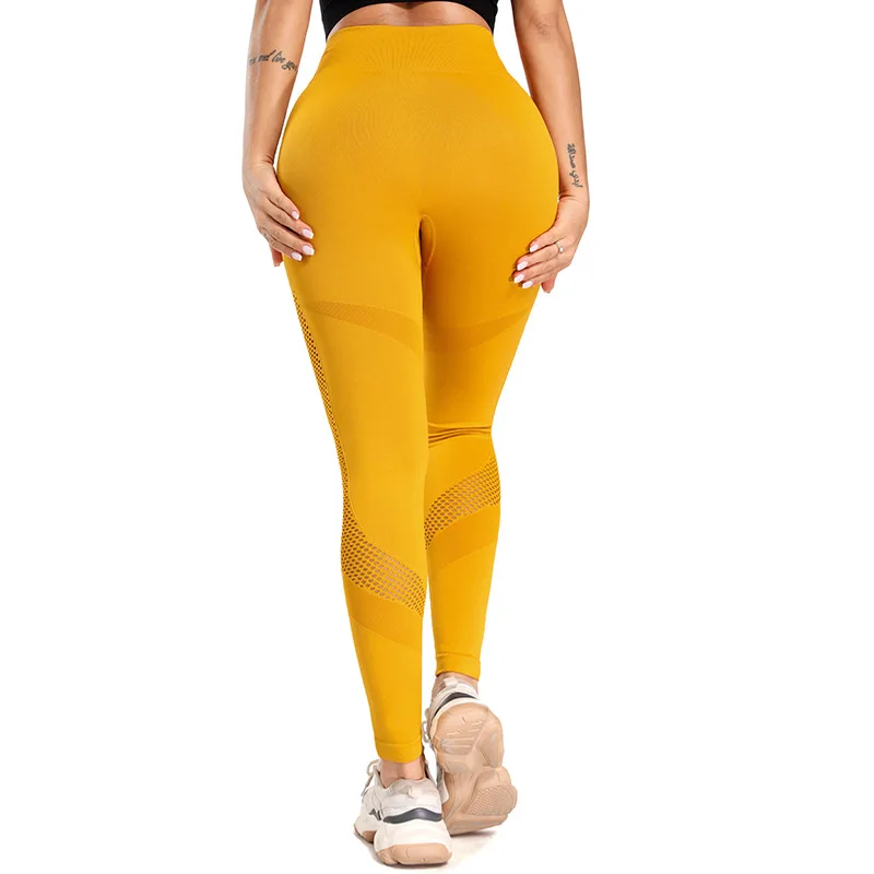 

New Arrival Women Seamless Yoga Pants High Waist Solid Color Breathable Running Trousers Stretchy Butt Lift Sports Leggings