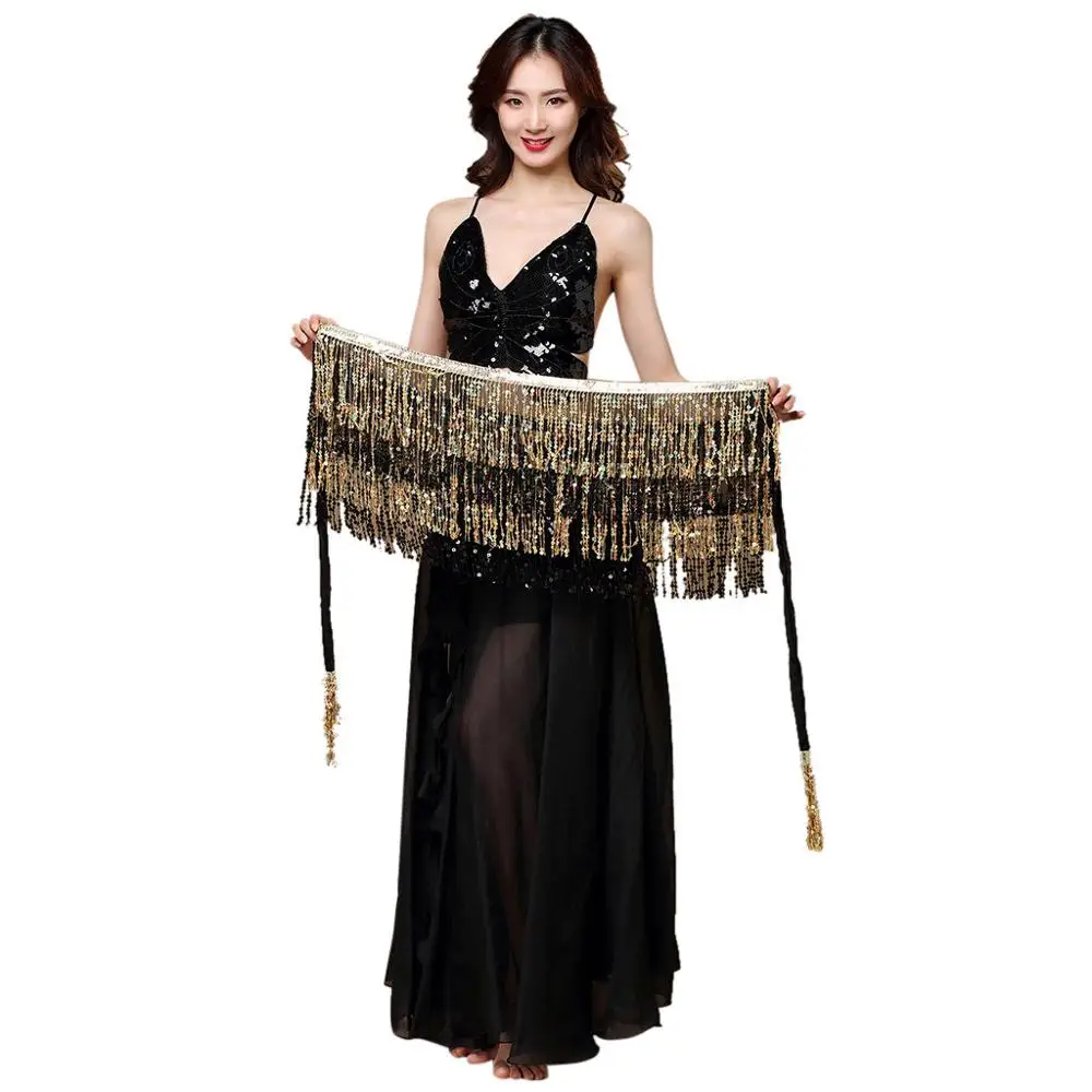 Женский шарфик для танца живота трехрядный аксессуар шарфа юбка с золотистым