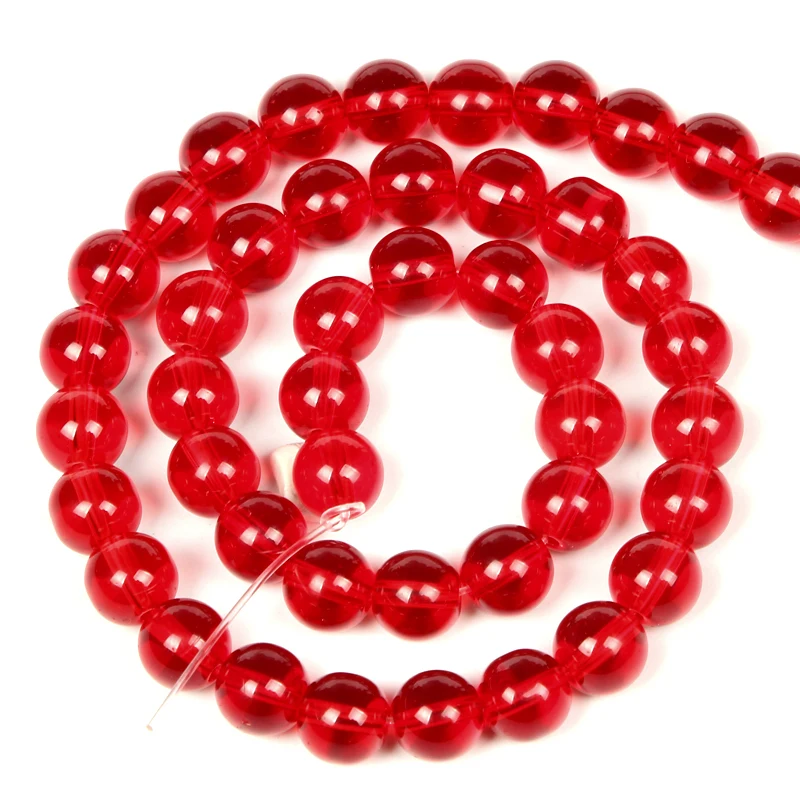 Natural Stone Smooth Red Glass Charm Round Loose Beads For Jewelry Making Needlework Bracelet Diy Strand4-12MM | Украшения и