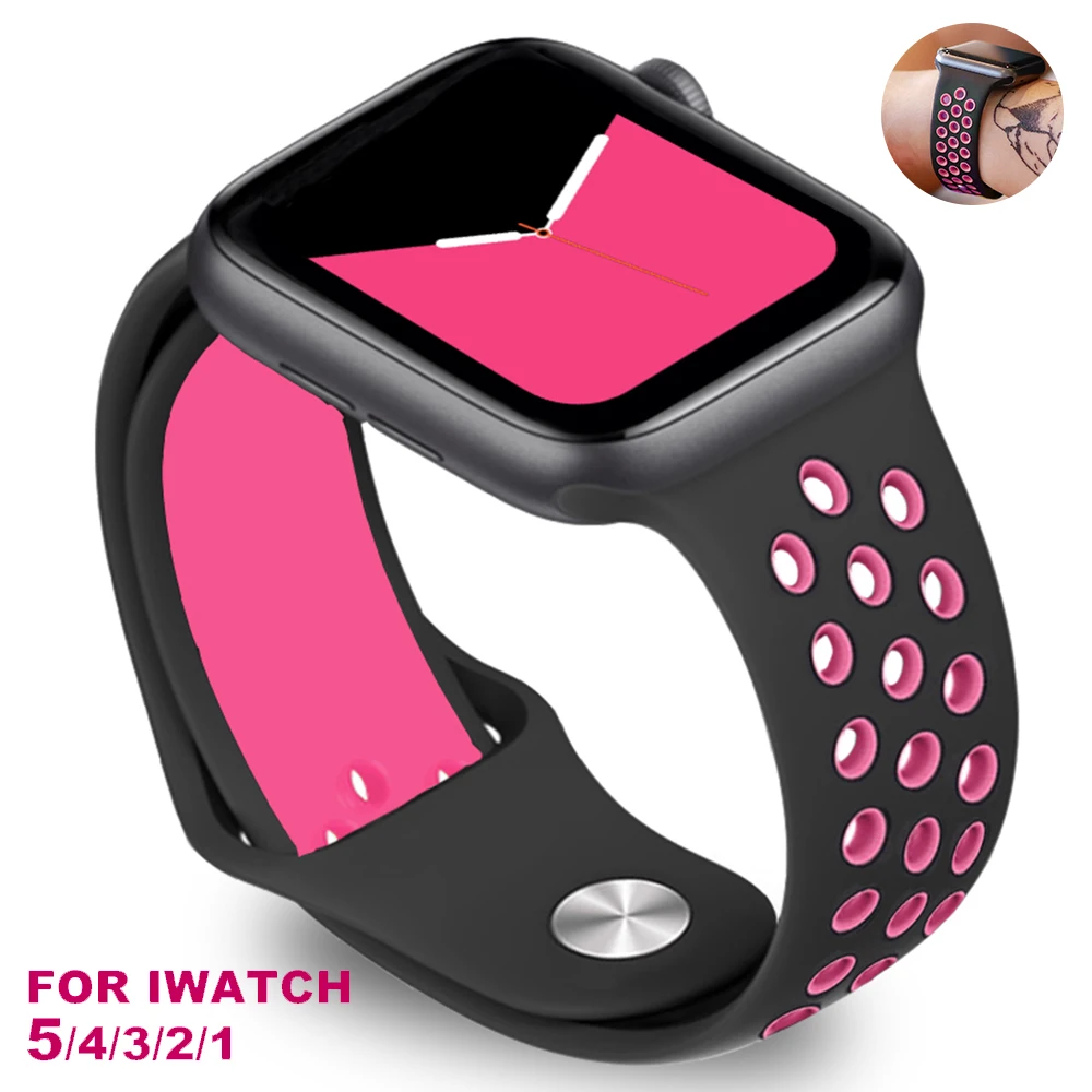 Модный спортивный силиконовый ремешок для часов apple watch 42 мм, 38 мм, 40 мм, 44 мм, браслет Nike+ Iwatch series 5/4/3/2/1