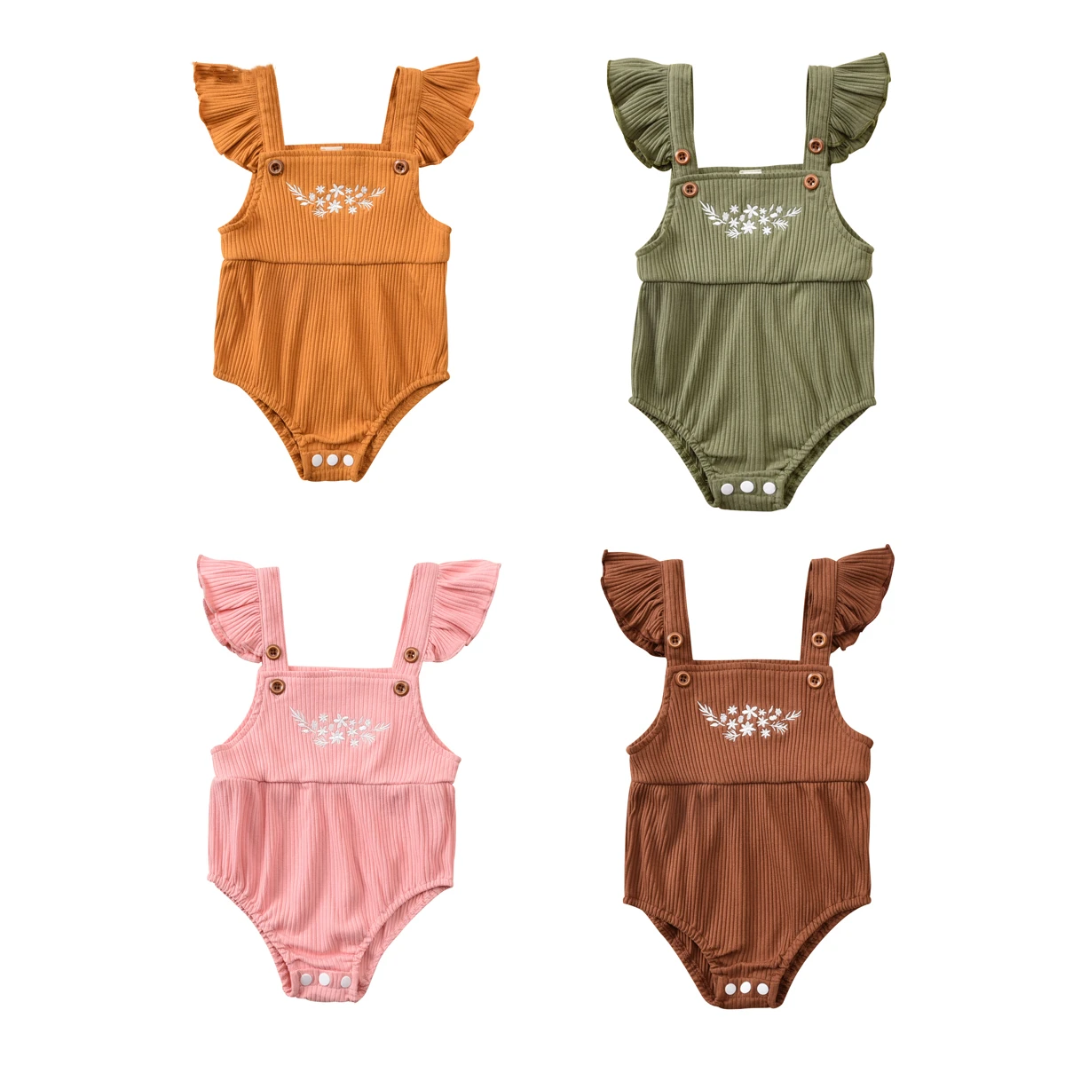 

Трикотажный комбинезон для новорожденных девочек 0-12 месяцев, летняя новинка, цветочный принт, летняя яркость, 4 цвета, новинка 2021