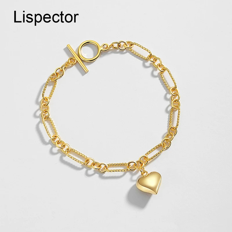 

Lispector 925 Sterling Silver Love Heart Charm Bracelets for Women Minimalist Twisted Chain Bracelet Bangle Female Jewelry Gifts