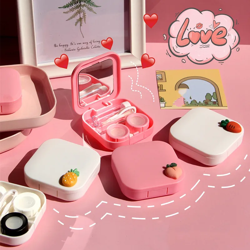 1 шт мини площади контактные линзы чехол с зеркалом для женщин коробка стильная