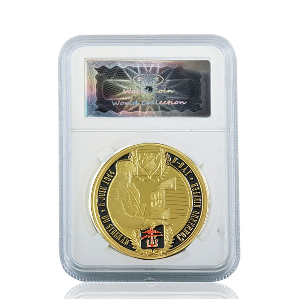 

1944.6.6 D-Day Gold Coin 6th Airborne Division Normandie Landing For Collect W/ Acrylic Case