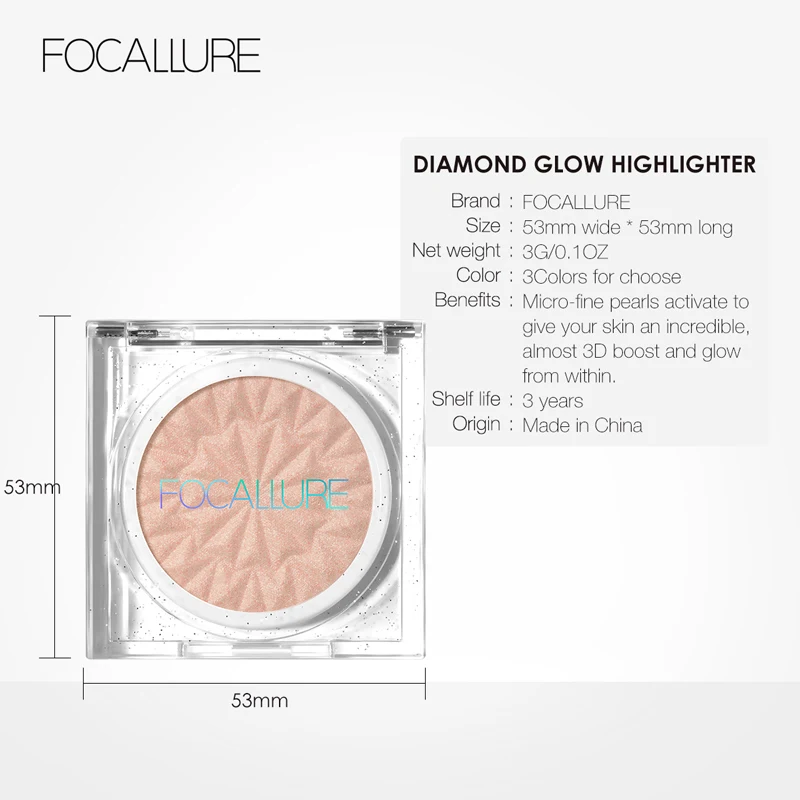 

FOCALLURE Glitter Face Highlighter Easy to Wear Long-lasting Shiny Illuminator Smooth Powder palette
