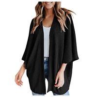 womens bat sleeve open front coat autumn solid cardigan asymmetric hem sweater kimonos color oversized open front outwear 2021