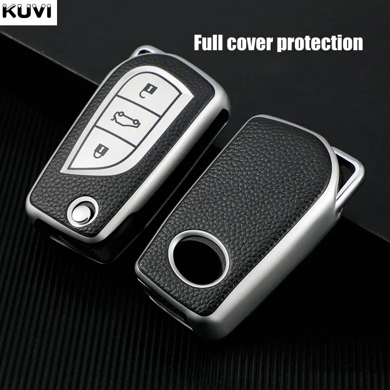 Кожаный чехол-книжка для автомобильного ключа из ТПУ чехол Toyota Hilux Yaris RAV4 Corolla Avensis