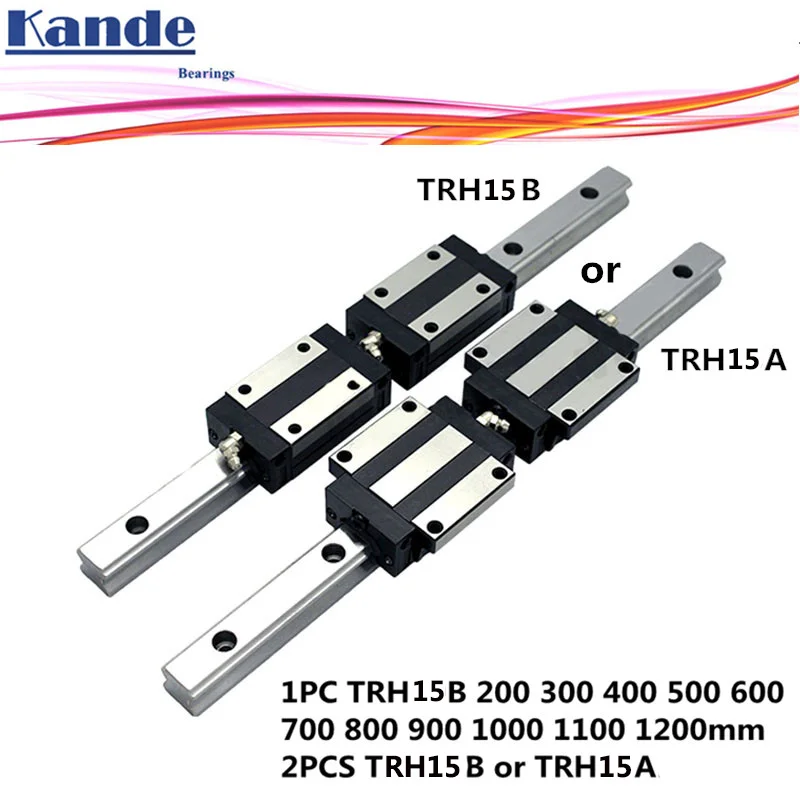 1 шт. линейная направляющая TRH15 + 2 шт. блок TRH15B или фланцевый блок TRH15A L 300 400 500 600 700 800 900 1000 мм для ЧПУ