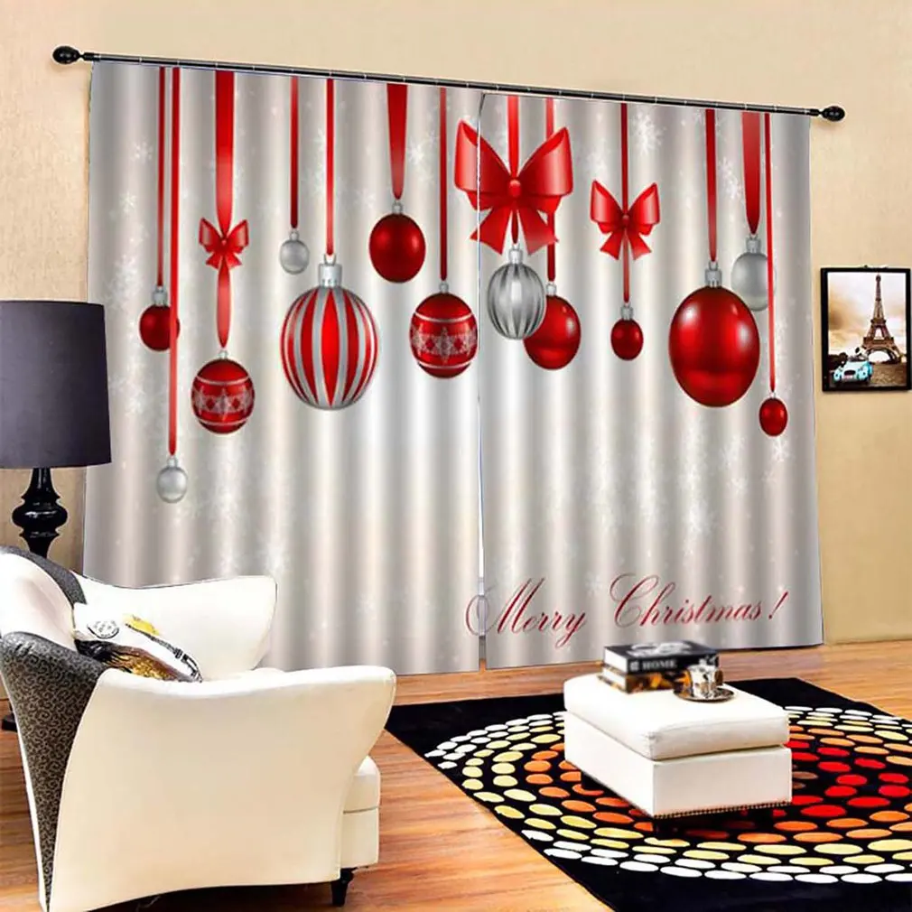 Christmas Decoration Full Blackout Hook Print Curtain Bedroom Decorative Butterfly Wind Chimes Snowflake | Дом и сад