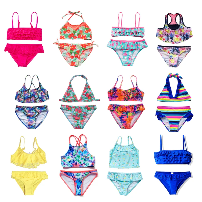 

New 2021 Children's Swimwear Two Piece Flamingo Swimsuit For Girls 2021 Summer Bikini Sets Kids Swimsuit Lovely Swimwear G1-K337