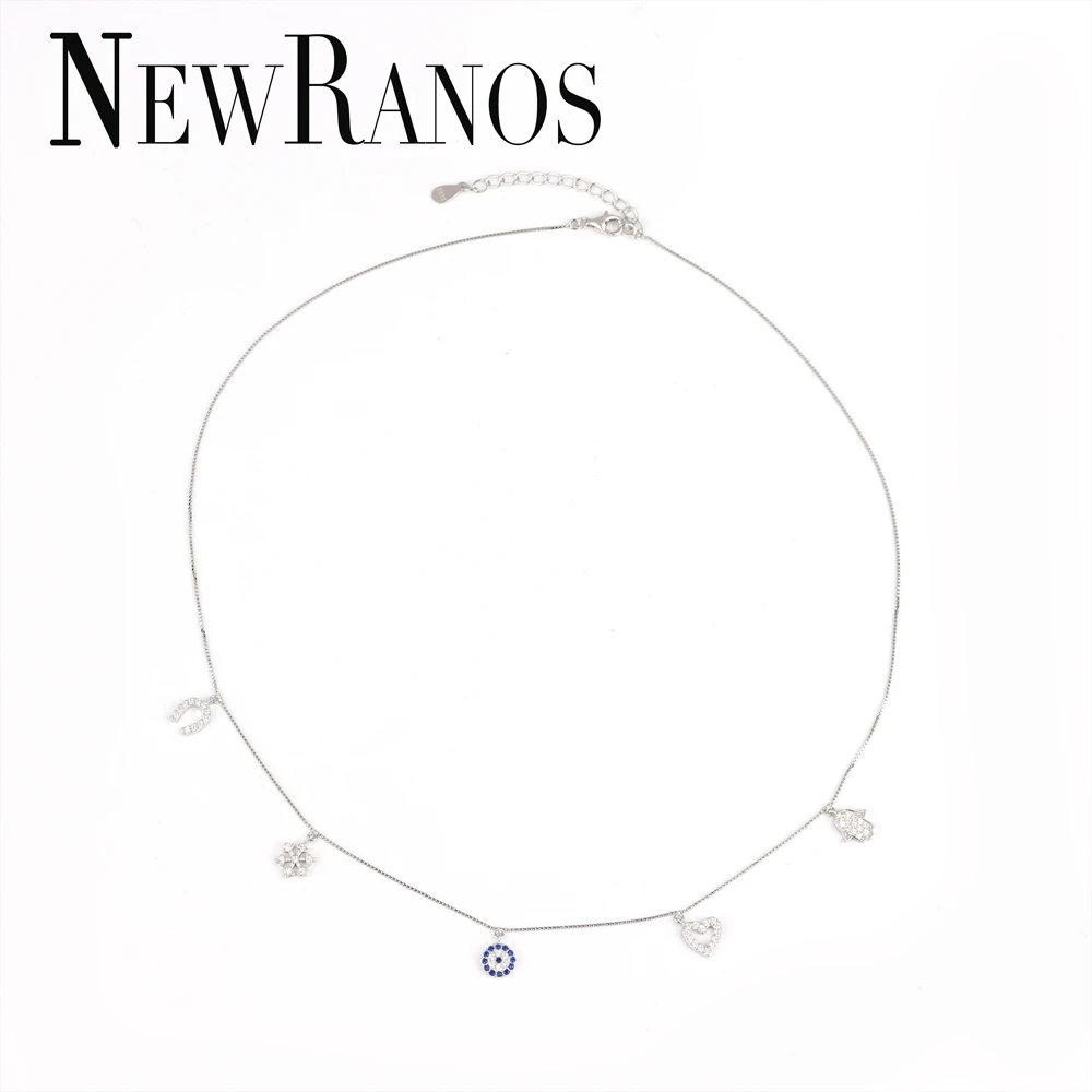 Newranos 925 пробы Серебряное массивное ожерелье на шею ожерелье в форме сердца и кулоны женские ювелирные изделия подарок