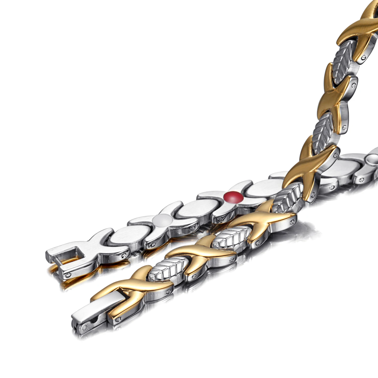 

RainSo Healing FIR Magnetic Bio Energy Women's Bracelets Stainless Steel Charm Bracelets Germanium Hologram Jewelry for Women