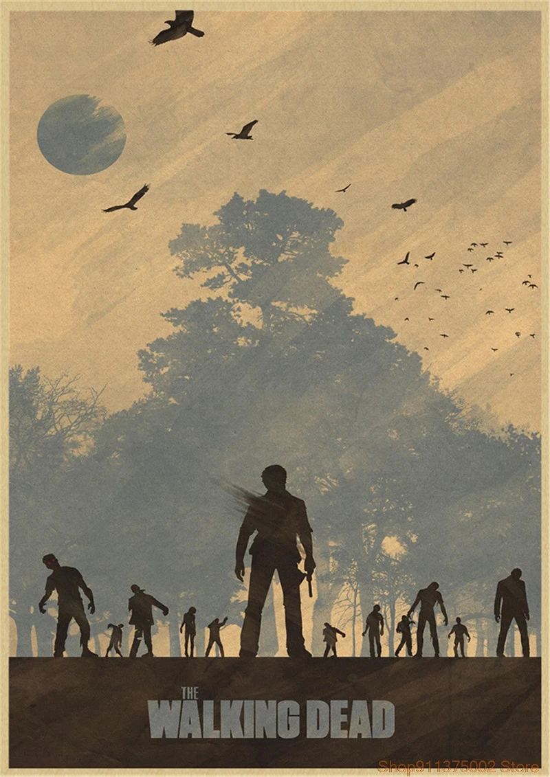 

Ходячие мертвецы ретро крафт-бумага Плакат Наклейка классический фильм обои украшение интерьера дома