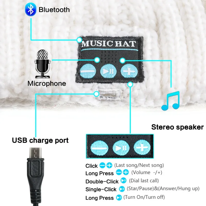 Наушники Bluetooth Beanie для мужчин и женщин, музыкальная шапка, супер длинные Игровые наушники с микрофоном, акриловый материал