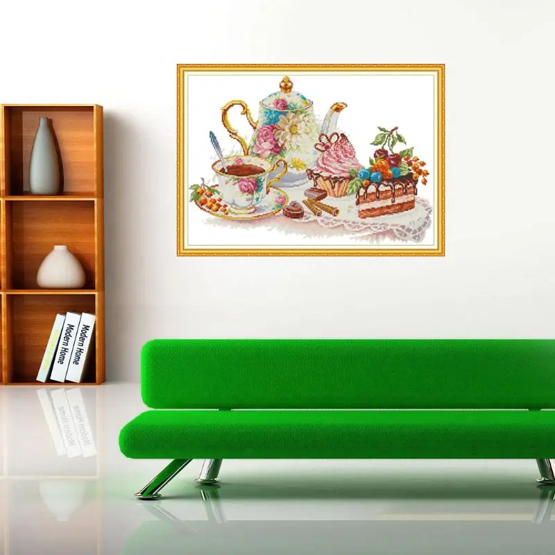 Послеобеденный чай рукоделие ручной работы счетный 11CT 14CT принт вышивка