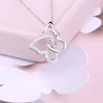 

S925 Silver Female Fashion Micro-inlaid Bow Necklace Smart Pendant Simple Temperament Joker Ornament FSR029JBLV