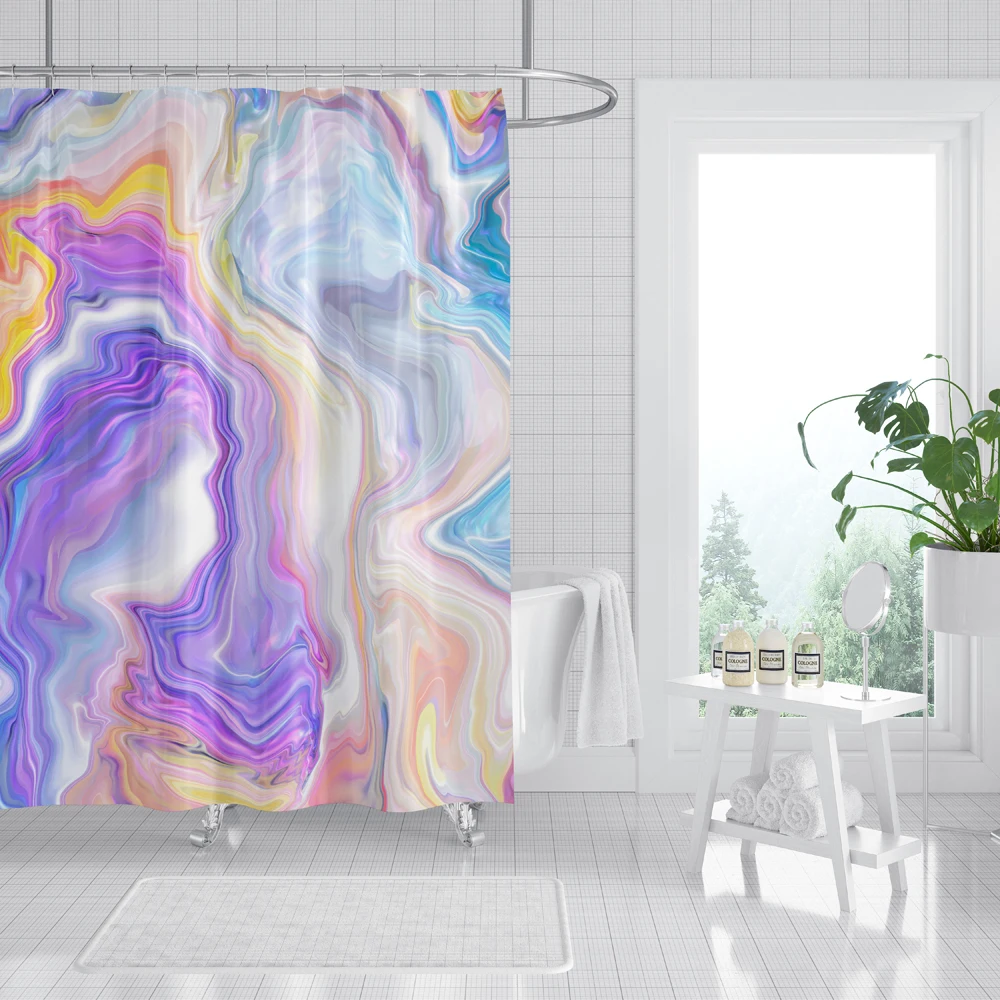 colorful marble shower curtain psychedelic marble decor waterproof bathroom curtain hang curtain bathroom accessoriesdecoration free global shipping