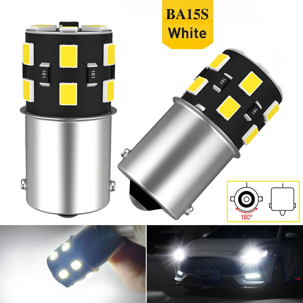 

2x 1156 BA15S P21W S25 7506 LED Bulbs High Power 18pcs 2835 SMD Super Bright 1200LM Replace For Car Reversing Light White 6000K