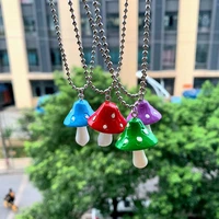cute cartoon color mushroom necklaces for women kawaii fresh pendant necklace girl daily charm collar resin fashion jewelry gift
