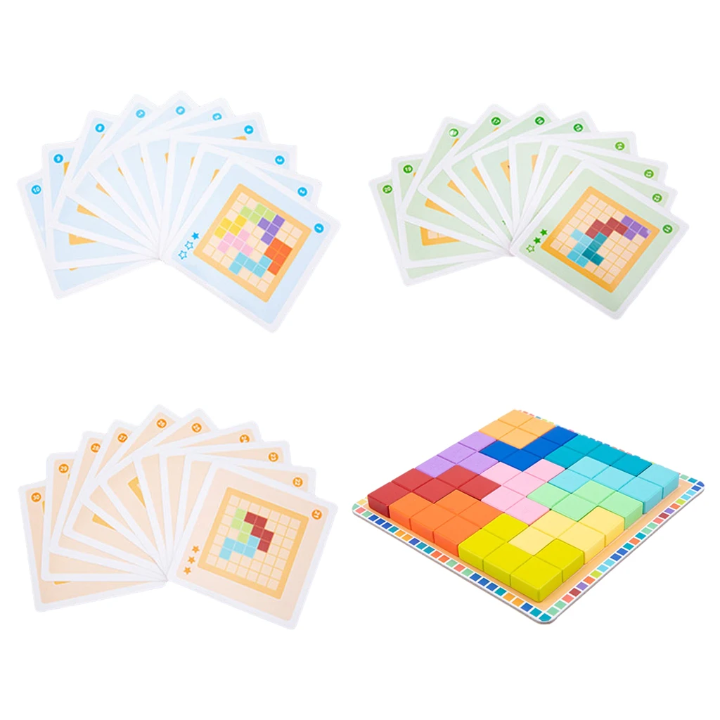 

Colorful Jigsaw Puzzle Blocks Brain Teasers Game Wood Toy for Kids Adults