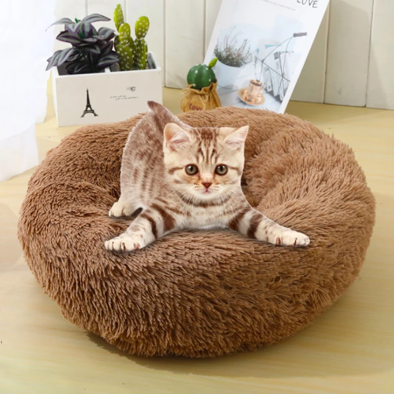 Милая теплая мягкая кровать для кошек домик зимнее гнездо домашних питомцев