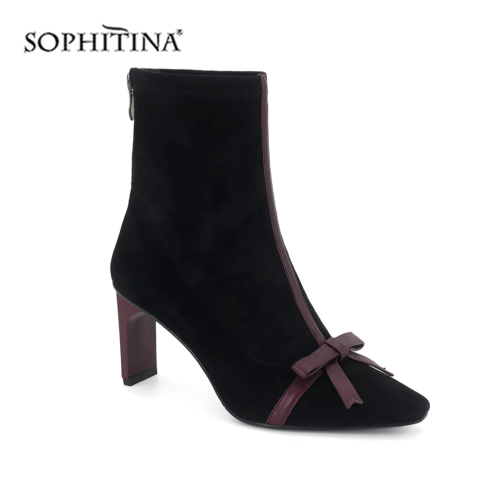 SOPHITINA/пикантные ботинки с острым носком модная обувь узлом-бабочкой на