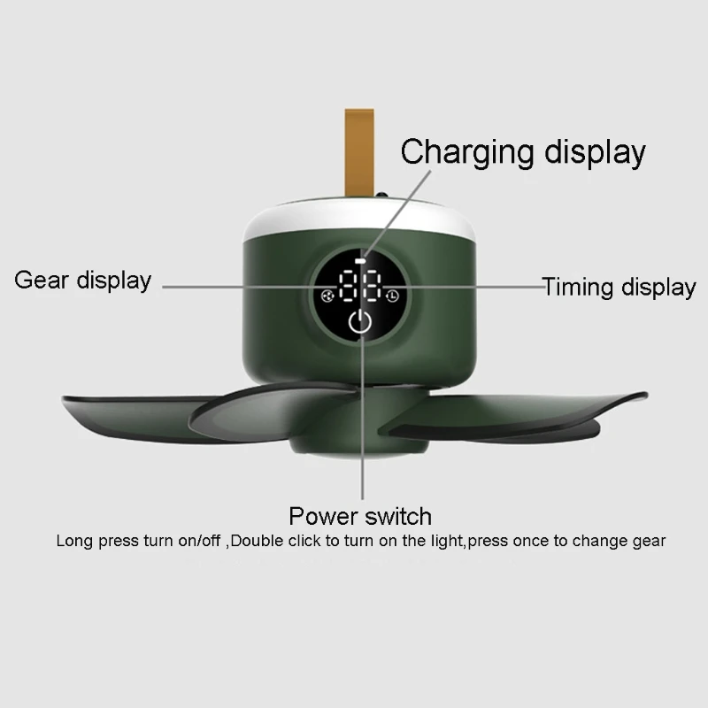 

Remote Control Timing USB Powered Ceiling Fan Air Cooler 4 Speed USB Fan for Bed Camping Outdoor Hanging Camper Tents Fan U1JE