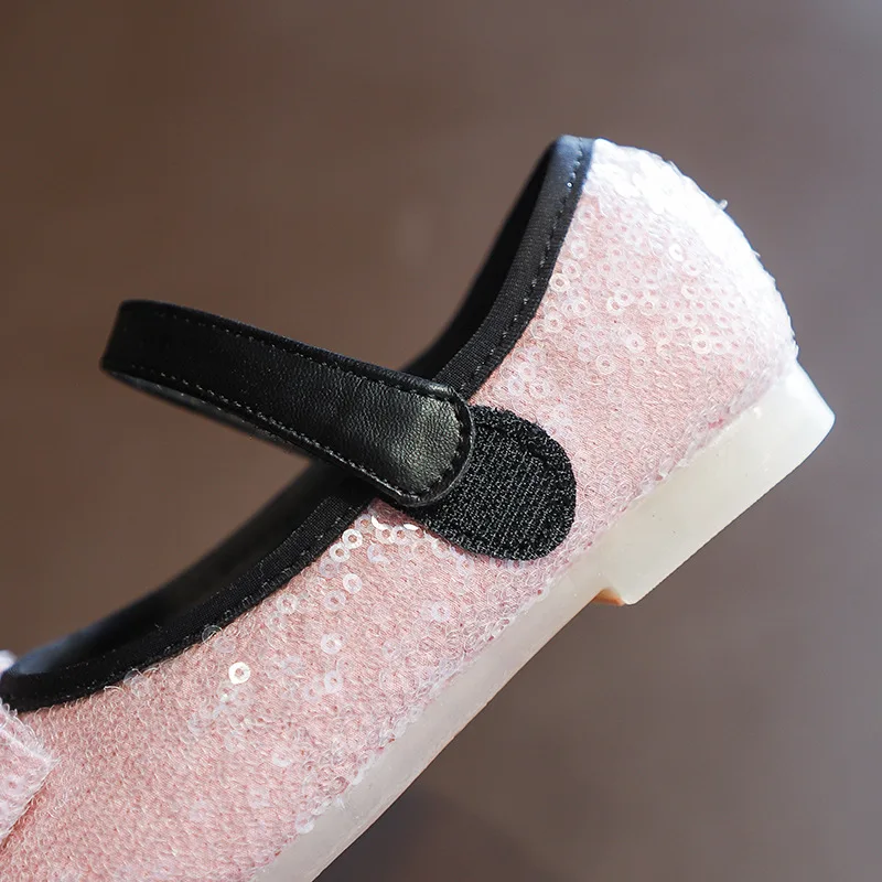 Школьная обувь принцессы для девочек осень 2019 с бантом Розовая подтяжками