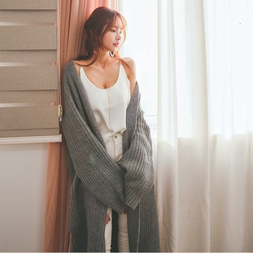 Korean Style Long Cardigan Sweater Fashion Women's Plus Size Cardigan Autumn and Winter Knitted Loose Coat Streetwear