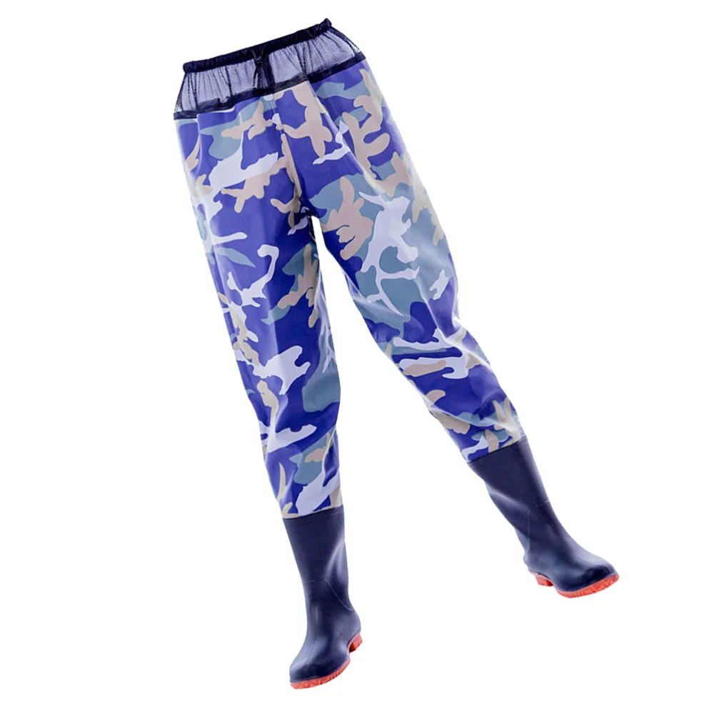 

Breathable Wader Pants Half Body Fishing Pants Convenient Wader Pants with Shoe for Outdoor Outside (Blue Camouflage, 40 Yard)