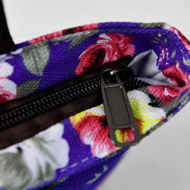 Простая модная женская сумка мессенджер холщовая на молнии с цветочным принтом