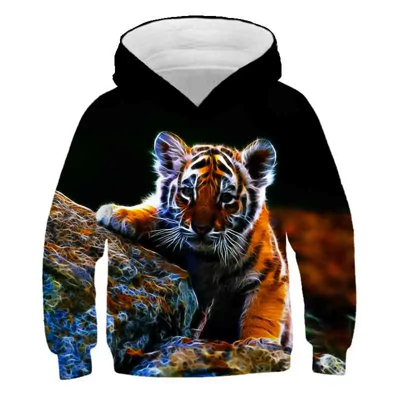 

Autumn Fashion 3D Tiger Animal Hoodies Kids clothing 4 -14Years Babys Sports Wear Children Long Sleeve Tee 2021 Hot Sale New