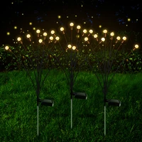 waterproof 124 pcs solar firework christmas lights outdoor firefly lawn stake light wind driven swing light garden decor