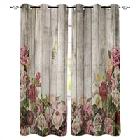 wood grain flower retro curtains for bedroom living room modern kitchen windows curtain home decoration drapes